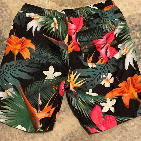 Vibrant Floral Men's Swim Shorts - Picture 3 of 5